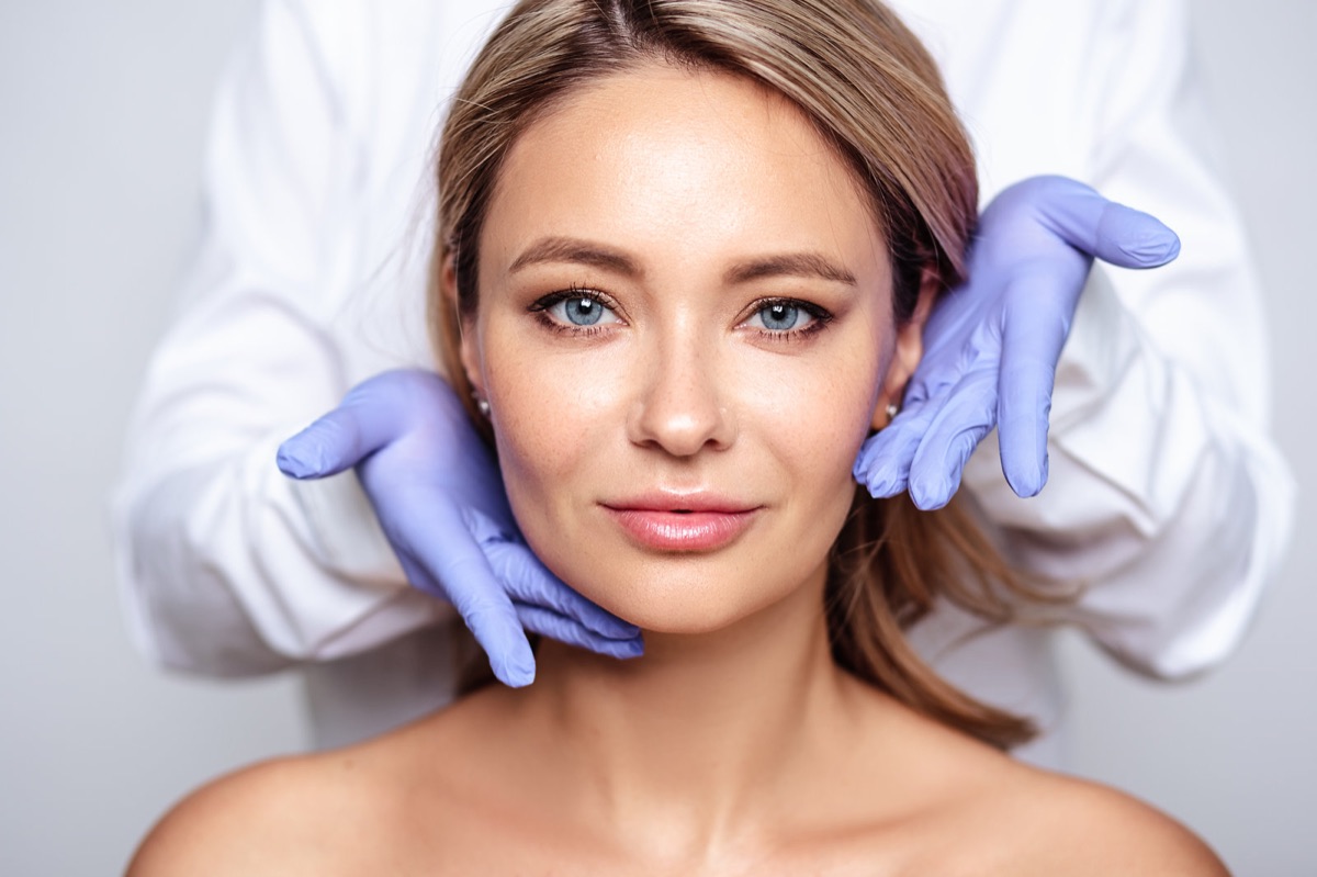Close-up of a woman's face during a skin rejuvenation treatment at ZDermaEsthetics